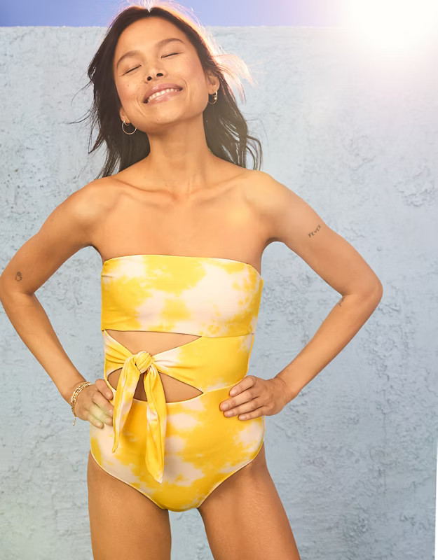 Aerie Wrap Strapless One Piece Swimsuit | American Eagle Outfitters (US & CA)