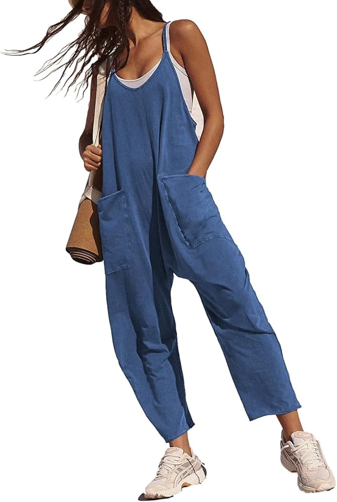 Peaceglad Women's Causal Jumpsuits V Neck Sleeveless Harem Overalls Stretchy Adjustable Strap Rom... | Amazon (US)