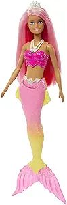 Barbie Dreamtopia Mermaid Doll, Pink Hair, Pink & Yellow Ombre Tail & Tiara Accessory | Amazon (US)