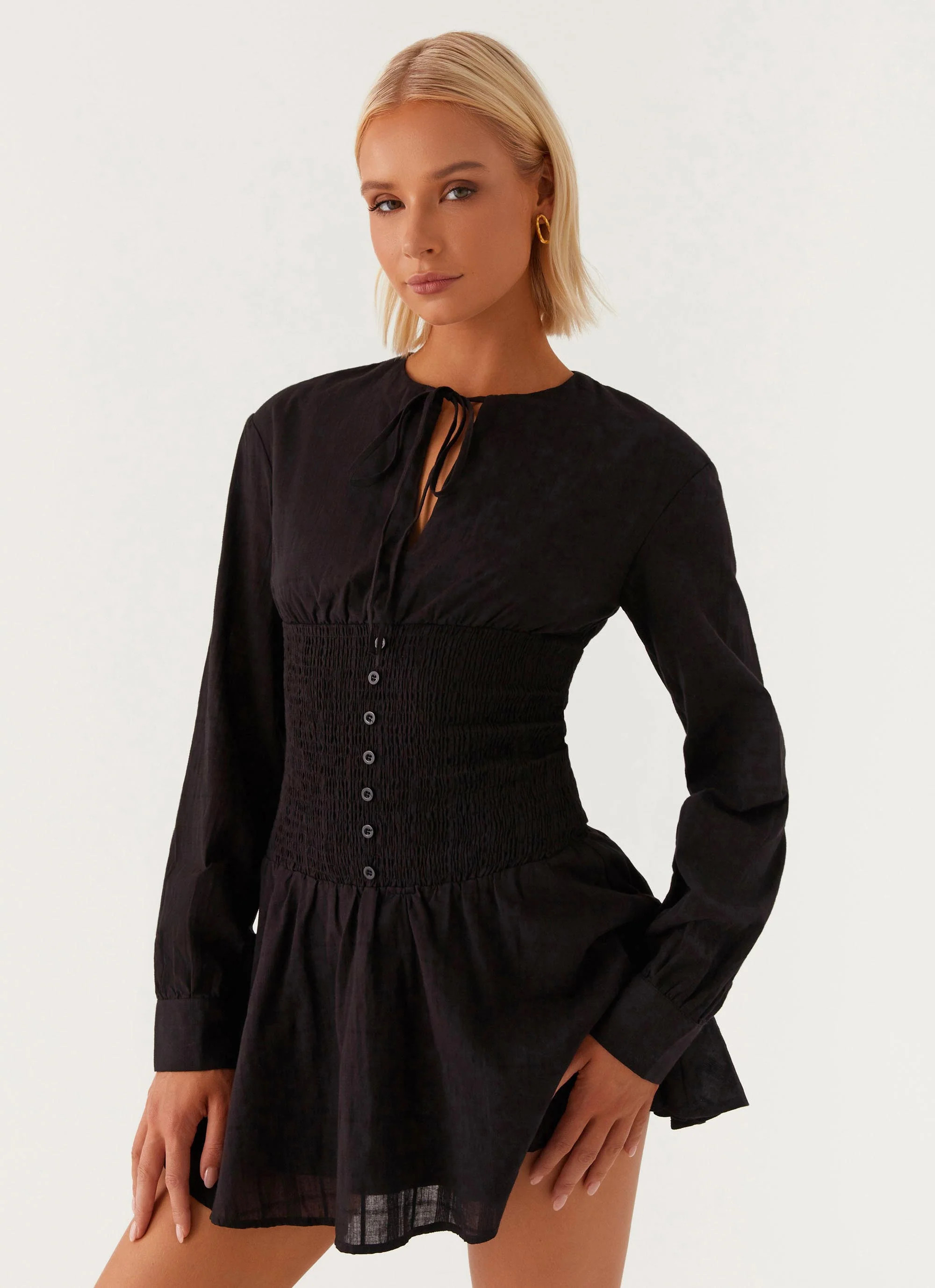 Kenzo Long Sleeve Mini Dress - Black | Peppermayo (Global)