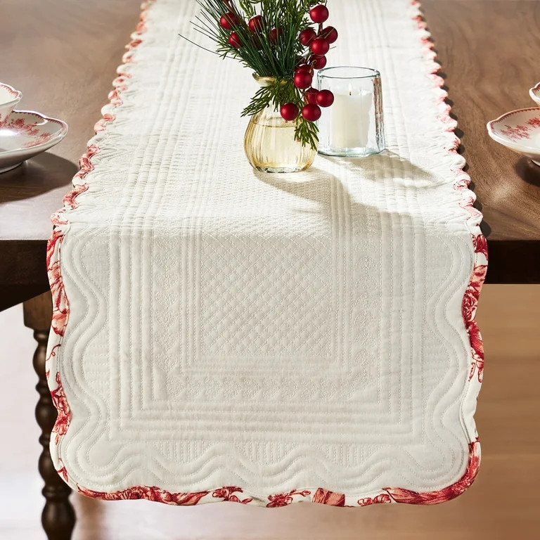 The Pioneer Woman Agatha Quilted Fabric Runner, Red, 14"W x 90"L | Walmart (US)