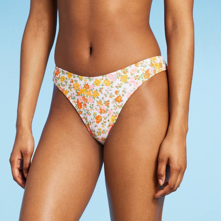 Women's High Leg Cheeky Bikini Bottom - Wild Fable™ Ditsy Floral Print | Target