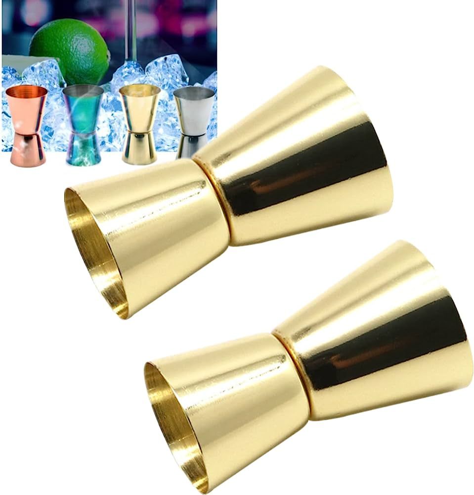 Double Cocktail Jigger, 2pcs Cocktail Jigger Craft Measure Cup Pourer Stainless Steel Double Spir... | Amazon (US)