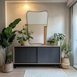 30x48 Inch Matte Black Mirror, Modern Bathroom Mirror in Premium Stainless Steel Thin Frame Deep ... | Amazon (US)
