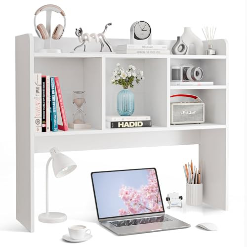 SUPER DEAL Desktop Bookshelf, Countertop Storage Hutch with 4 Shelves for Computer Desk, 2-Tier D... | Amazon (US)