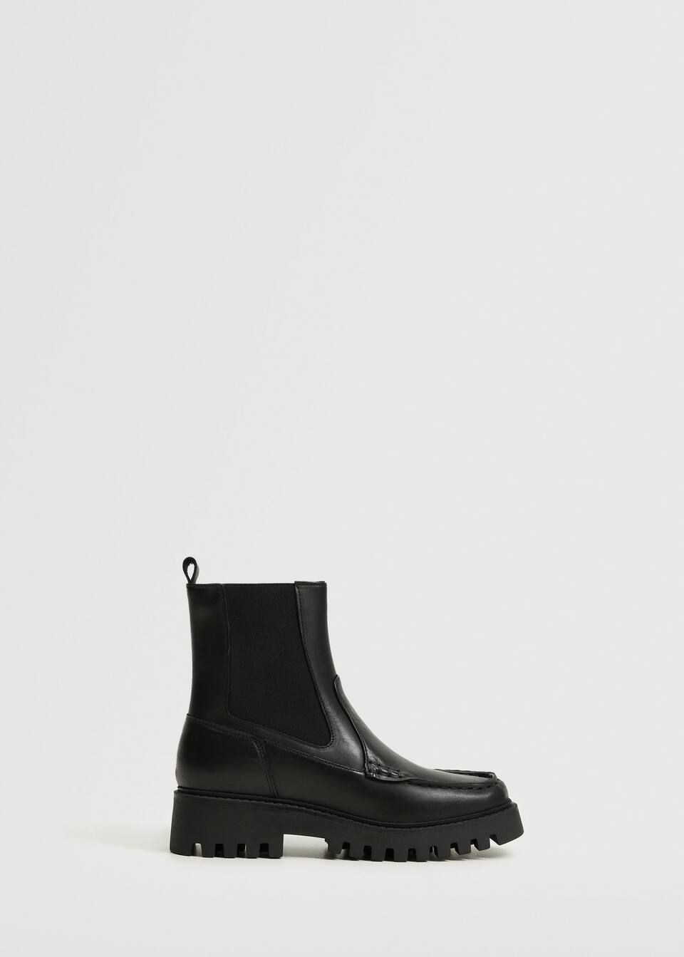 Leather track sole ankle boots | MANGO (UK)