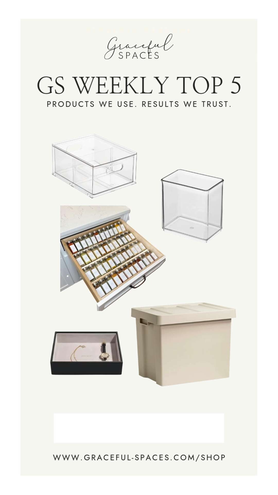 Another amazing Top 5! The Container Store gives us stackable drawers, bin organizers, Stackers Open Tray jewelry organizers, and gorgeous garage storage along side our top Amazon Big Spring Sale Day product the in-drawer acrylic spice rack.  Happy Shopping! 

 #LTKHome