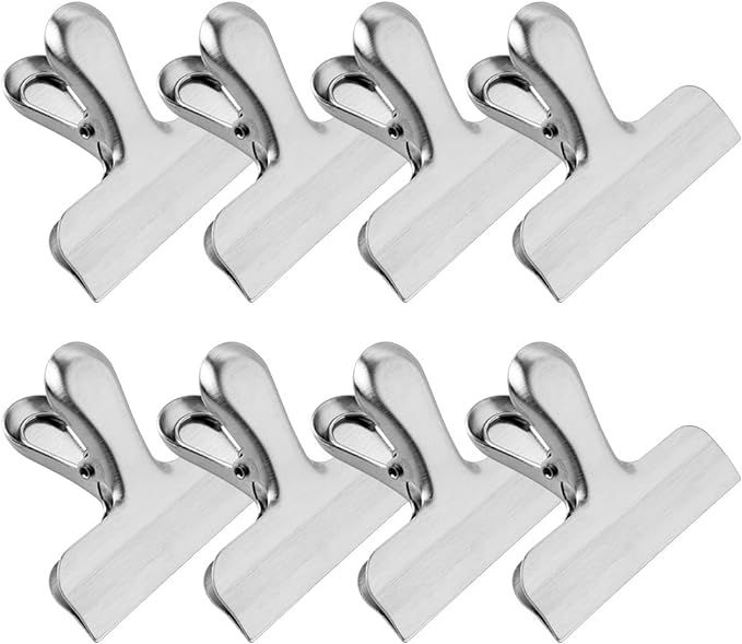 MORSLER Chip Clips & Stainless Steel Heavy-Duty Food Bag Clips 8 Packs - Large and Durable with 3... | Amazon (US)