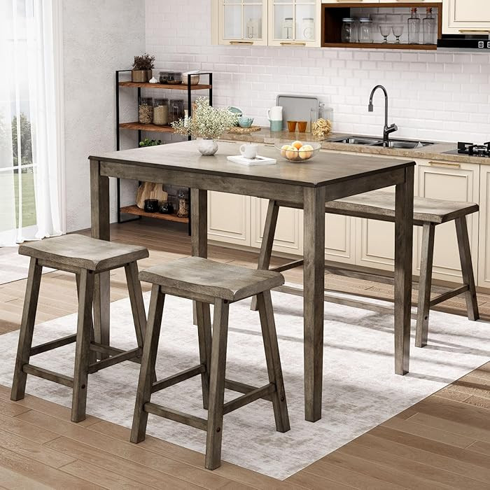 Sophia & William Dining Table Set for 4, Wooden Kitchen Table Set with Bench and 2 Chairs, Space-... | Amazon (US)