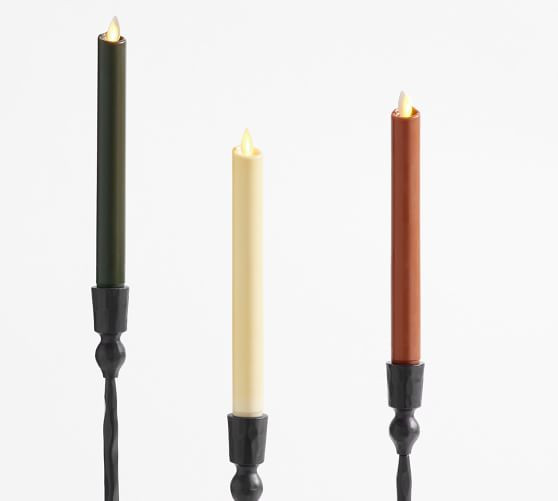 Premium Flickering Flameless Wax Taper Candle | Pottery Barn (US)