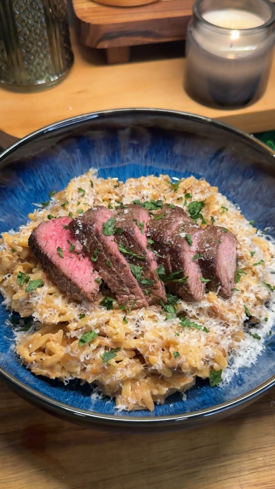 french onion orzo & steak is one of our favorite date night meals to make at home🧅🌱🥩 creamy, comforting & so satisfying!
#kitchenfavorites #cookingessentials #cookingmusthaves #kitchendecor

Ingredients:
- 4 large yellow onion, sliced
- 2 tbsp avocado oil
- 8 tbsp butter (split between 2 tbsp onions, 3 tbsp orzo & 3 tbsp steak)
- 2.5 tsp salt
- 7 cloves garlic (4 for orzo, 3 for steak)
- 1 cup orzo
- 2 cups beef broth
- 1 cup heavy cream
- 1 cup grated parmesan cheese
- 2 tsp black pepper
- 1 tsp garlic powder
- 2 steaks
- 1 tbsp fresh chopped parsley

#LTKFamily #LTKHome #LTKSeasonal