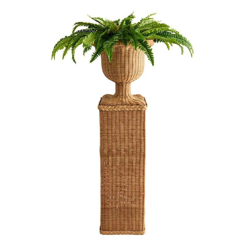 Natural Rattan Pedestal, 30" | At Home