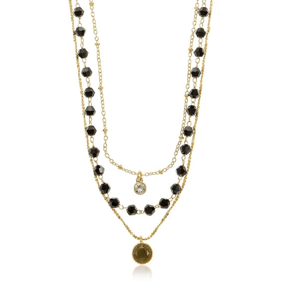 Hero image 0 of Time and Tru Women's Goldtone Layered Necklace Set, 3 Pieces, Black, 0 of 4 | Walmart (US)