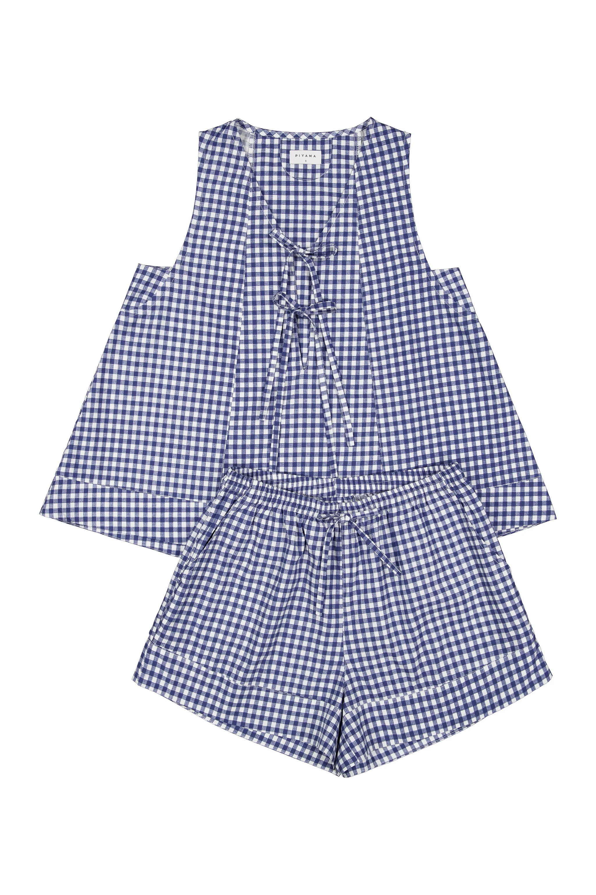 Andy Lounge Set - Gingham - Navy | Piyama US