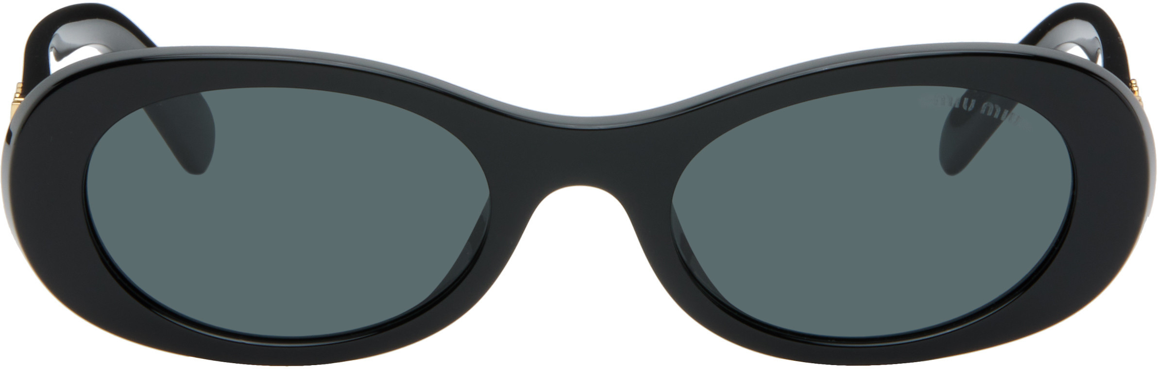 Miu Miu Eyewear Black Miu Glimpse Sunglasses | SSENSE