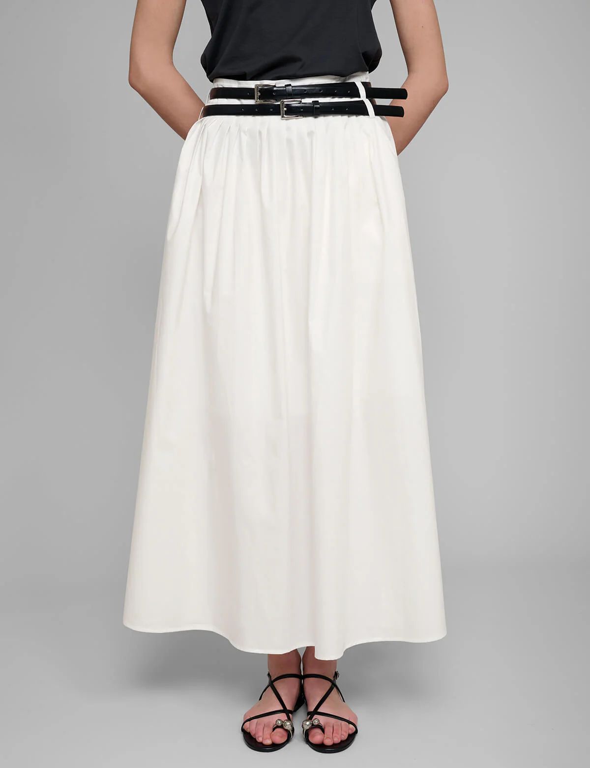 Thea White Double Belted Skirt | Pixie Market