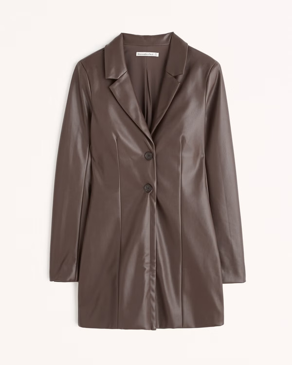 Vegan Leather Blazer Dress | Abercrombie & Fitch (US)