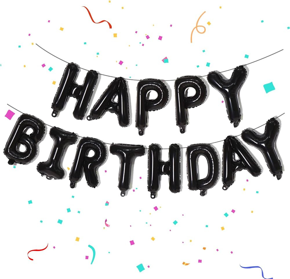 FUNTOOB Black Happy Birthday Balloons Banner Happy Birthday Sign Letter Balloons 16 Inch Happy Bi... | Amazon (US)
