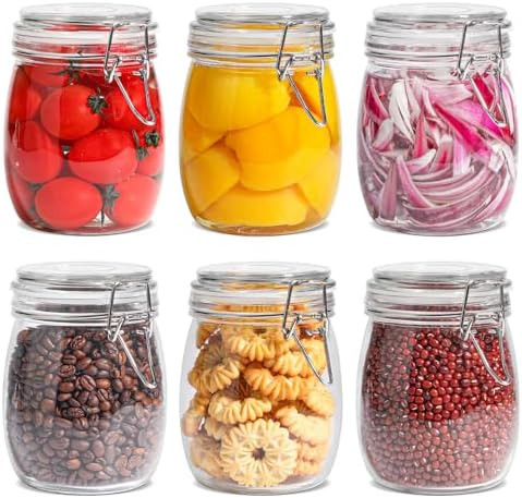 ComSaf 25oz Airtight Glass Canisters with Lids Set of 6, Round Food Storage Jar Container with Cl... | Amazon (US)