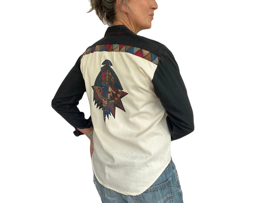 Western Blouse Vintage Southwestern Style 90s Aesthetic - Etsy | Etsy (US)