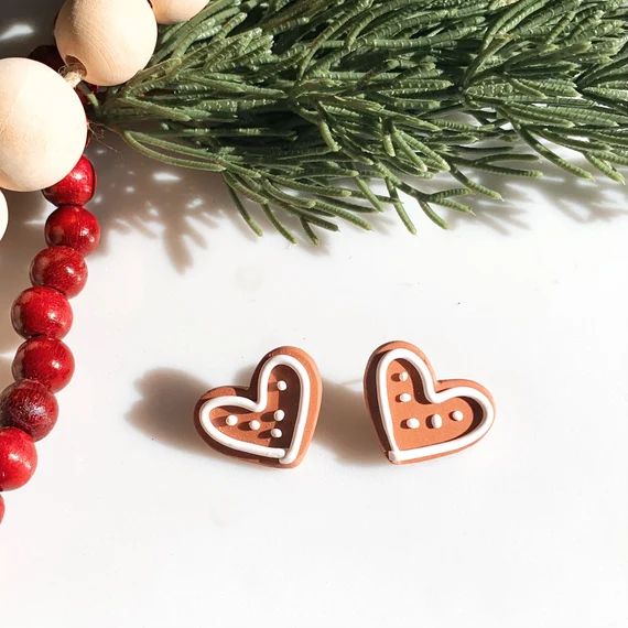 Gingerbread Heart Cookie Studs Lightweight and Handmade Cute | Etsy | Etsy (US)