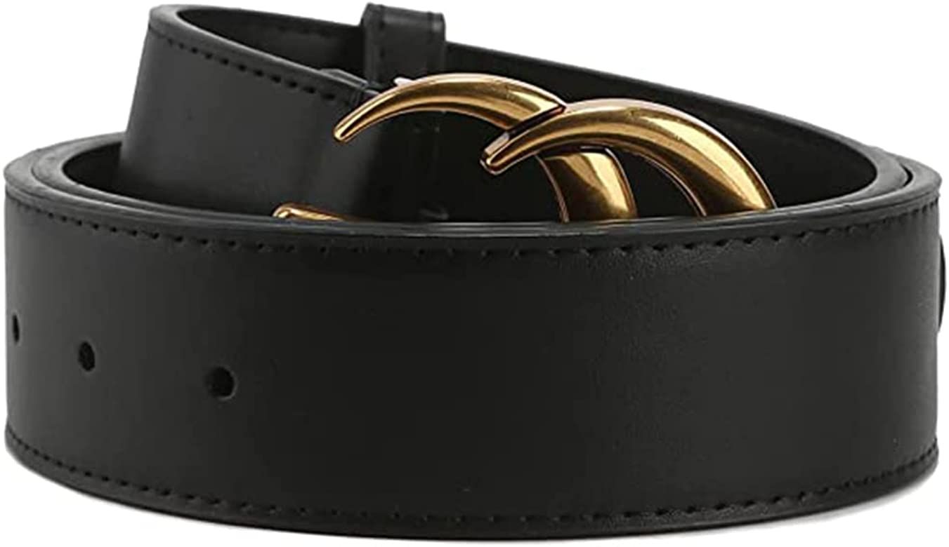 Black Trendy Leather Belts for Women, Fashion Classic Casual Waist Belt for Jeans Dress | Amazon (US)