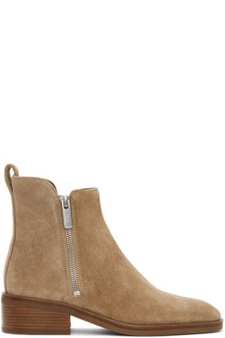 Beige Suede Alexa Boots | SSENSE