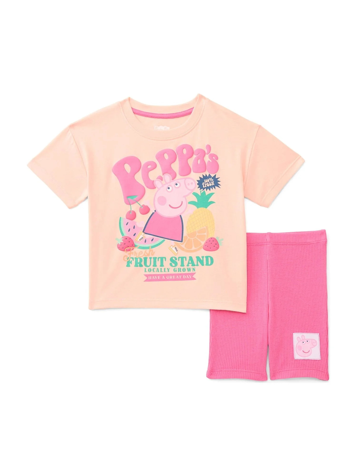 Peppa Pig Toddler Girls Graphic Tee and Bike Shorts Set, 2-Piece, Sizes 12M-5T | Walmart (US)
