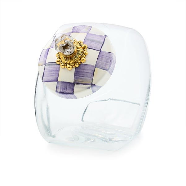 MacKenzie-Childs Sweets Jar with Violet Check Lid | MacKenzie-Childs