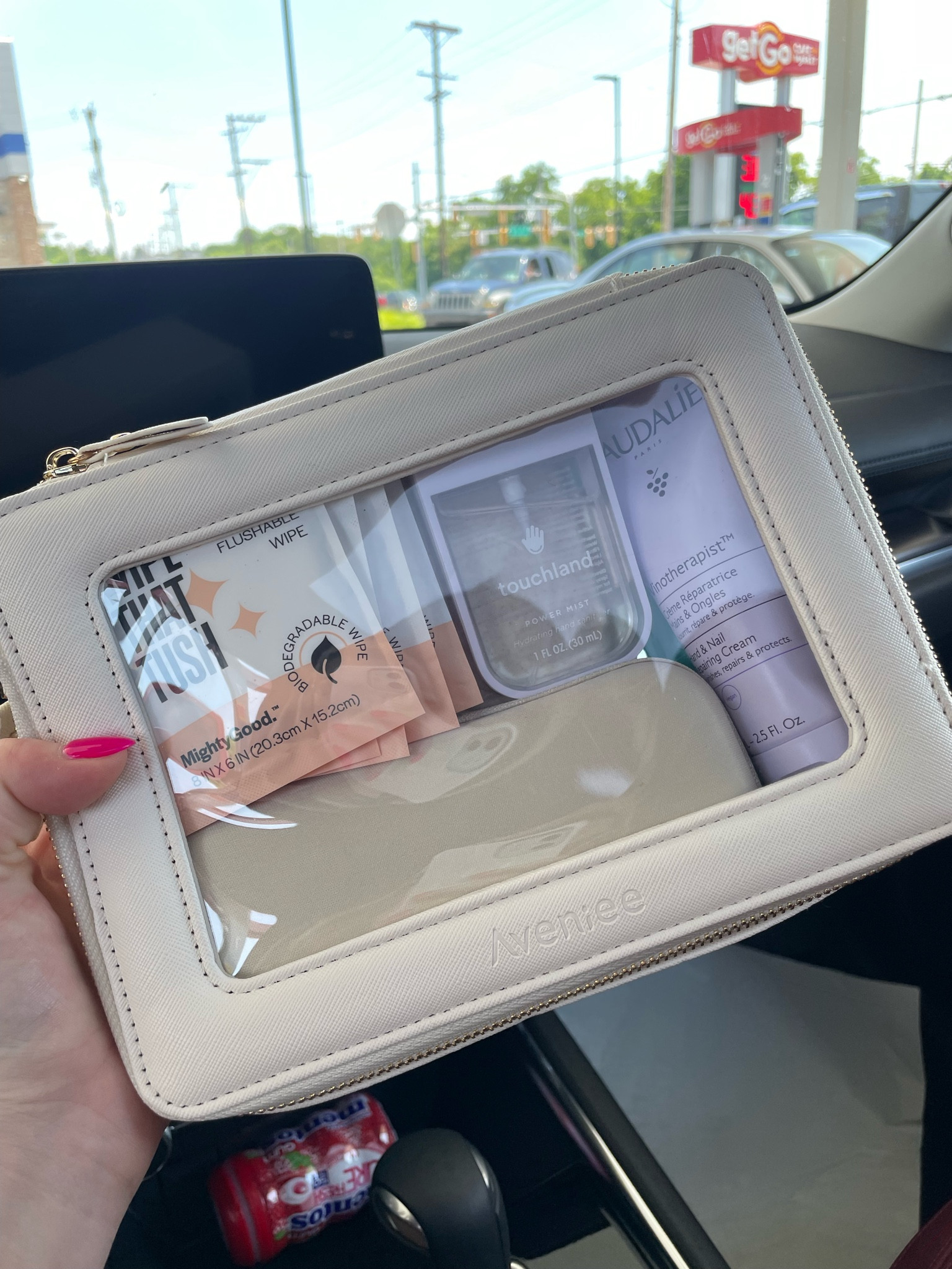 Since I just purchased a new car. I decided to organize it and keep it clean compared to my last one. Found this nice clear zip pouch. And stocked it with things I knew I would probs need.. 

#amazon #carorganization 