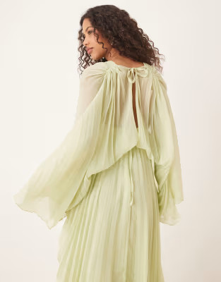ASOS DESIGN pleated chiffon twist front maxi dress in apple green | ASOS | ASOS (Global)
