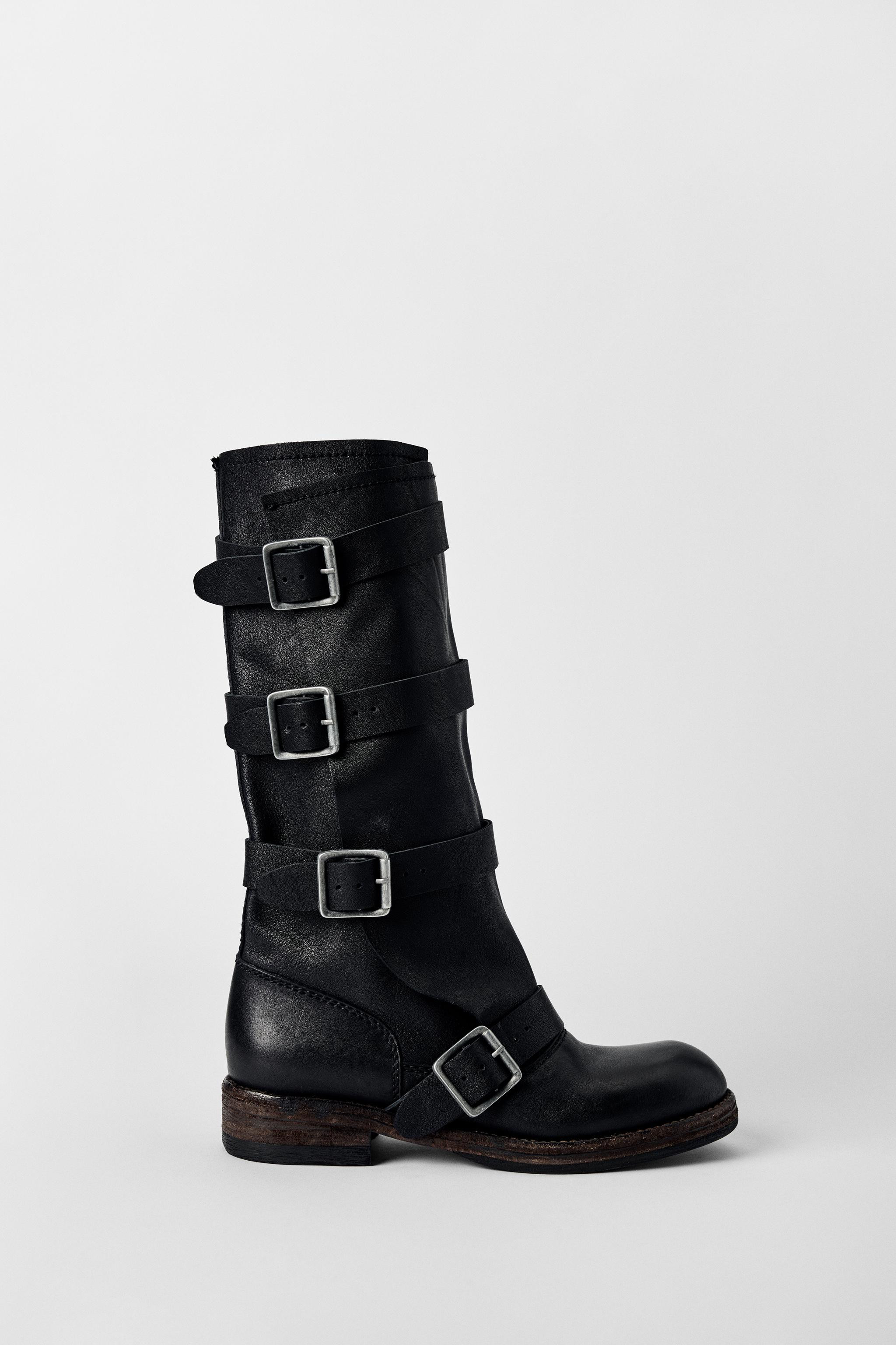 LEATHER ANKLE BOOTS WITH BUCKLES KATE MOSS X ZARA | Zara UK