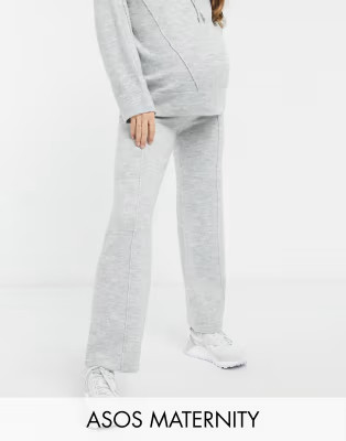 ASOS DESIGN Maternity co-ord knitted wide leg pant in gray marl | ASOS (Global)