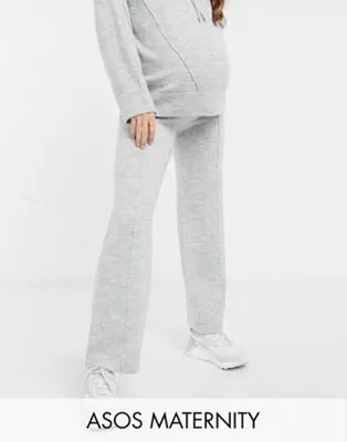 ASOS DESIGN Maternity co-ord knitted wide leg pant in gray marl | ASOS (Global)
