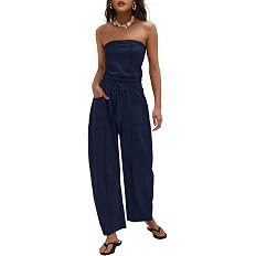 LAMISSCHE Womens Casual Strapless Jumpsuits off the Shoulder Summer Rompers Sleeveless One Piece ... | Amazon (US)