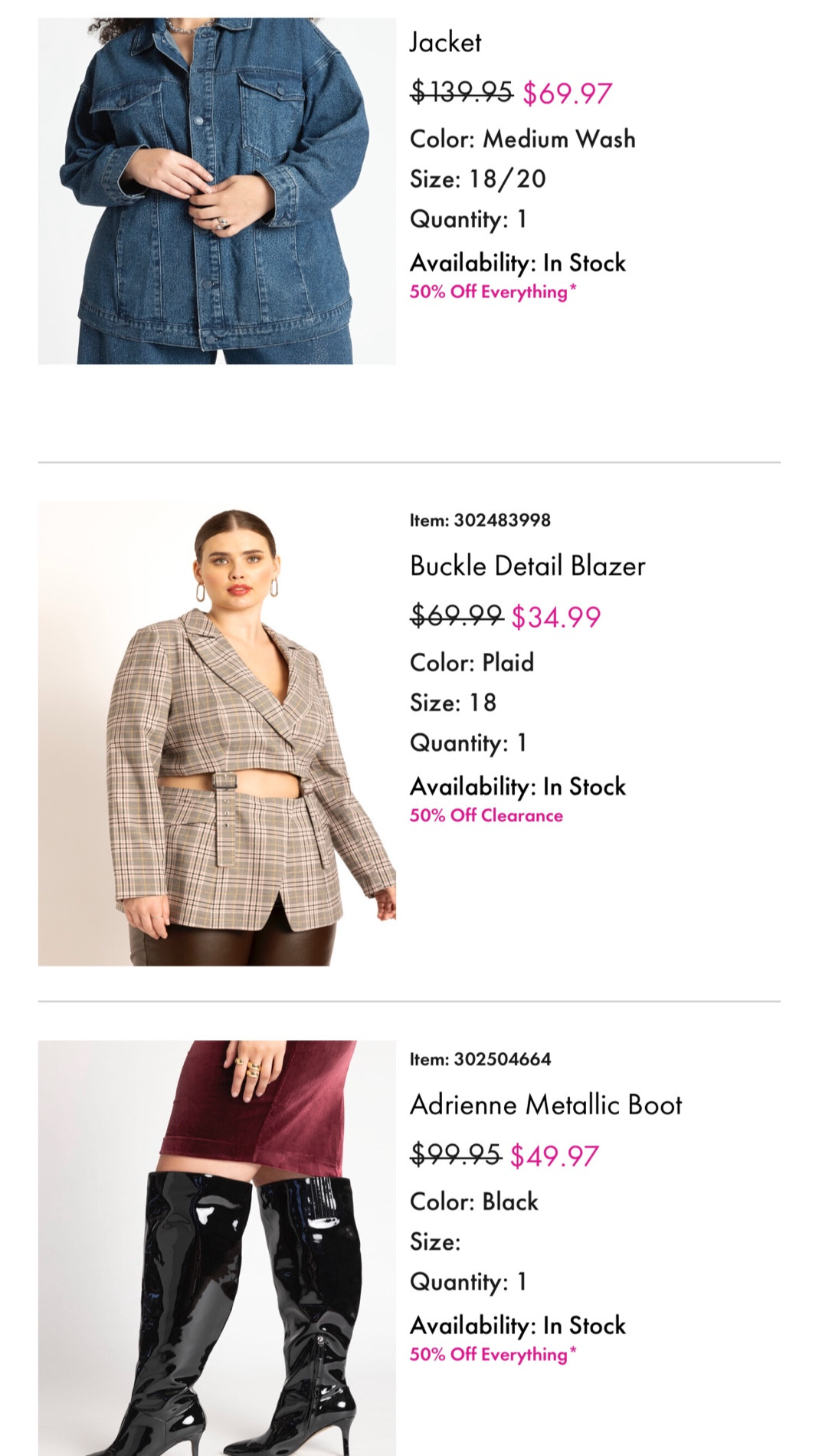 My final Eloquii order on extra extra sale! Wide calf over the knee boots, plus size embellished jacket and the cutest cut out blazer! Size 18 and 18/20 and 10 in boots because they’re wide! 

#LTKCyberWeek #LTKfindsunder100 #LTKplussize