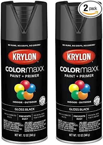 Krylon K05505007 COLORmaxx Spray Paint and Primer for Indoor/Outdoor Use, Gloss Black 12 Ounce (P... | Amazon (US)