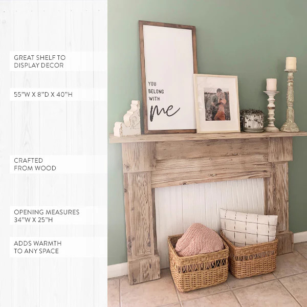 55 Inch Traditional Wood Fireplace Mantel - Decor Steals | Decor Steals