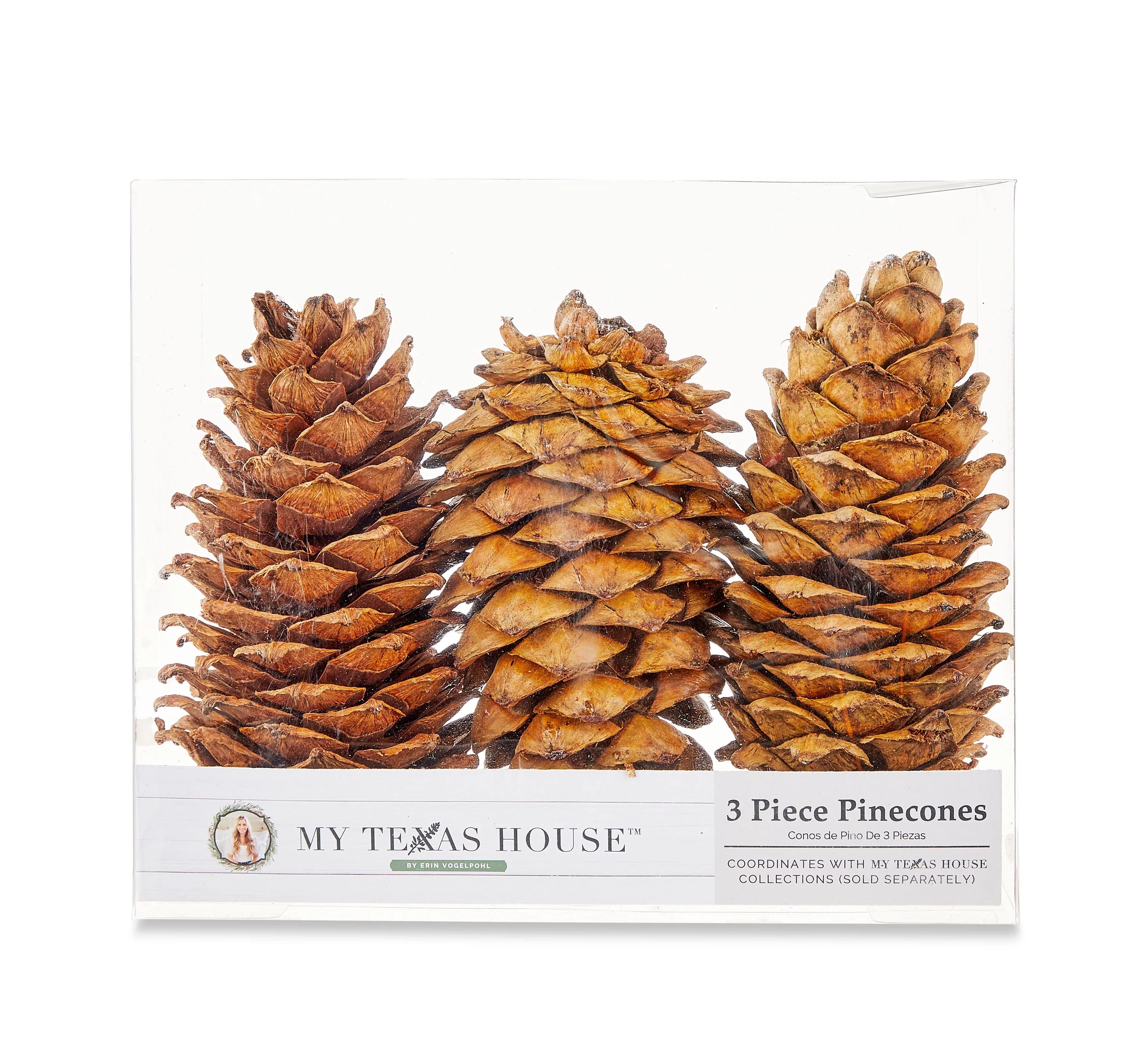My Texas House, Brown Natural Pinecone Set Tabletop Decoration, 3 Count, 7" | Walmart (US)