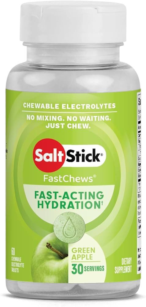 SaltStick Chewable Electrolytes - 60 Green Apple Electrolyte Tablets - Just Chew It, Electrolyte ... | Amazon (US)