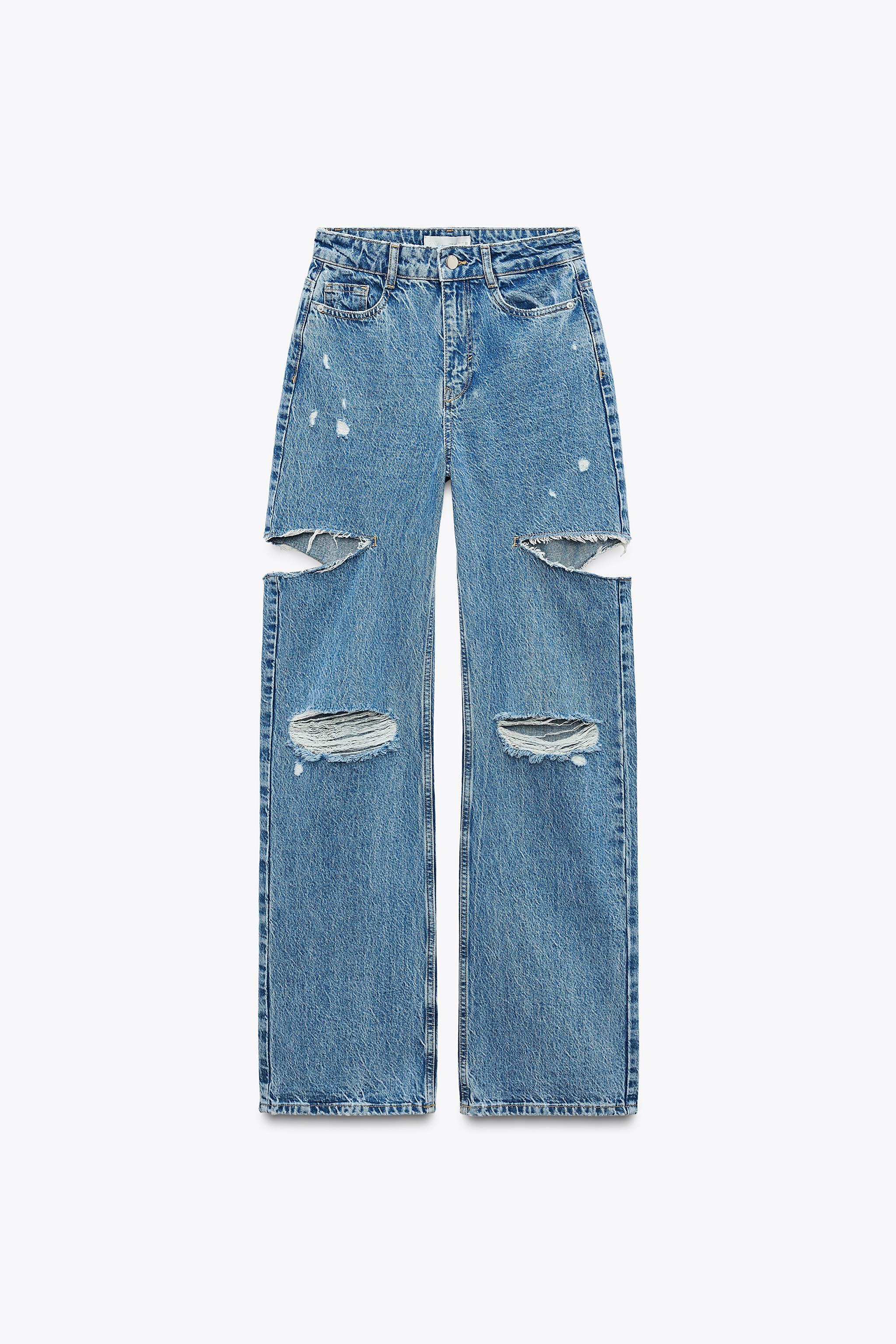 HIGH WAIST - STRAIGHT LEG High-waisted jeans with five pockets. Washed effect. Straight leg with ... | Zara US