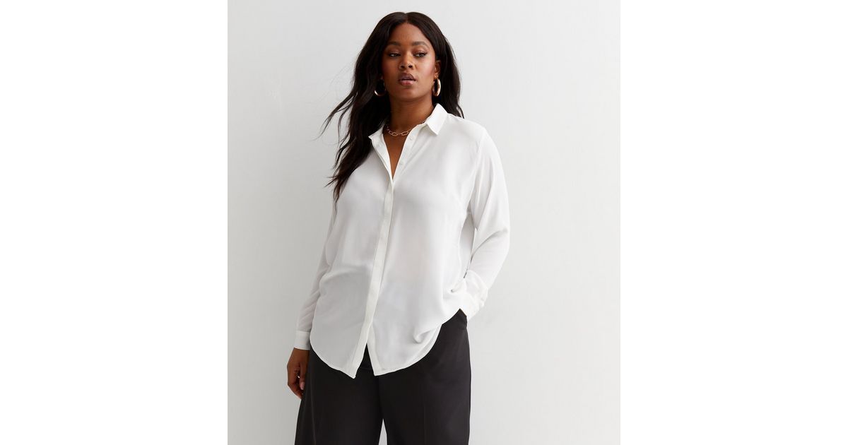 Curves White Long Shirt | New Look | New Look (UK)
