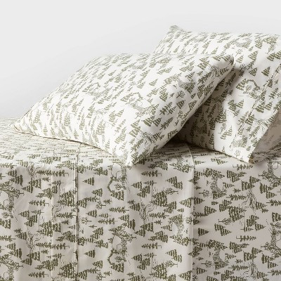 Twin/Twin XL 400 Thread Count Performance Holiday Sheet Set Ivory Winter Scene - Threshold™ | Target