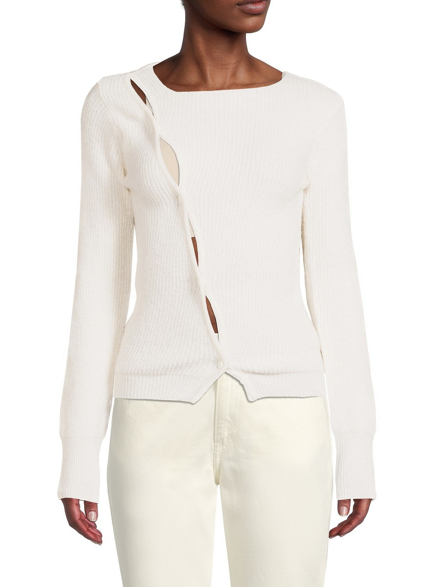 Jacquemus Women's La Maille Pau Ribbed Cardigan - Off White - Size 34 (2) | Saks Fifth Avenue OFF 5TH