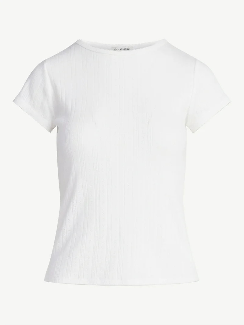 Free Assembly Women's and Women's Plus Pointelle Mini Tee with Short Sleeves, Sizes XS-4X | Walmart (US)