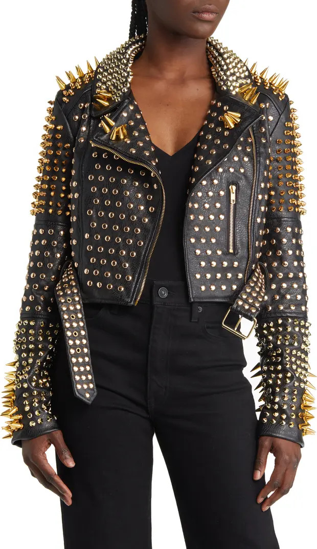 Lucifer Faux Leather Studded Moto Jacket | Nordstrom