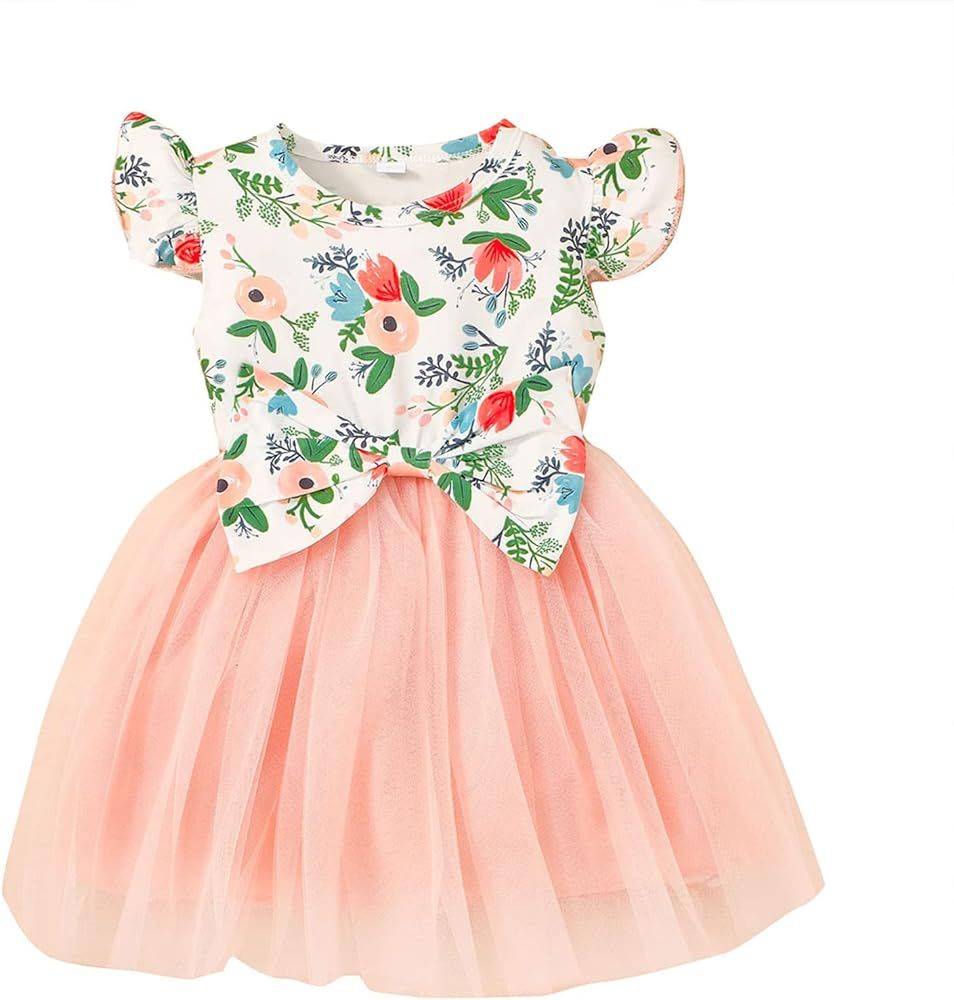 Toddler Baby Girls Summer Clothes Tutu Princess Dress Floral Sleeveless Dress Little Girl Outfits | Amazon (US)