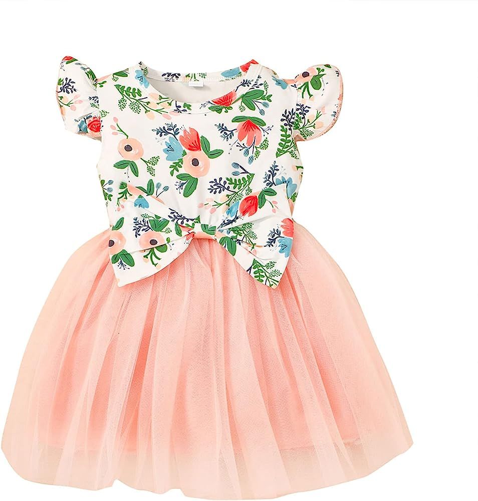 Toddler Baby Girls Summer Clothes Tutu Princess Dress Floral Sleeveless Dress Little Girl Outfits | Amazon (US)