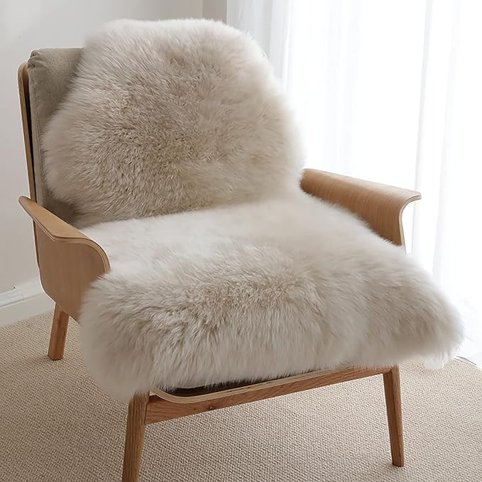 HUAHOO Premium Genuine Sheepskin Rug Linen Real Australia Sheepskin Natural Luxury Fluffy Lambski... | Amazon (US)
