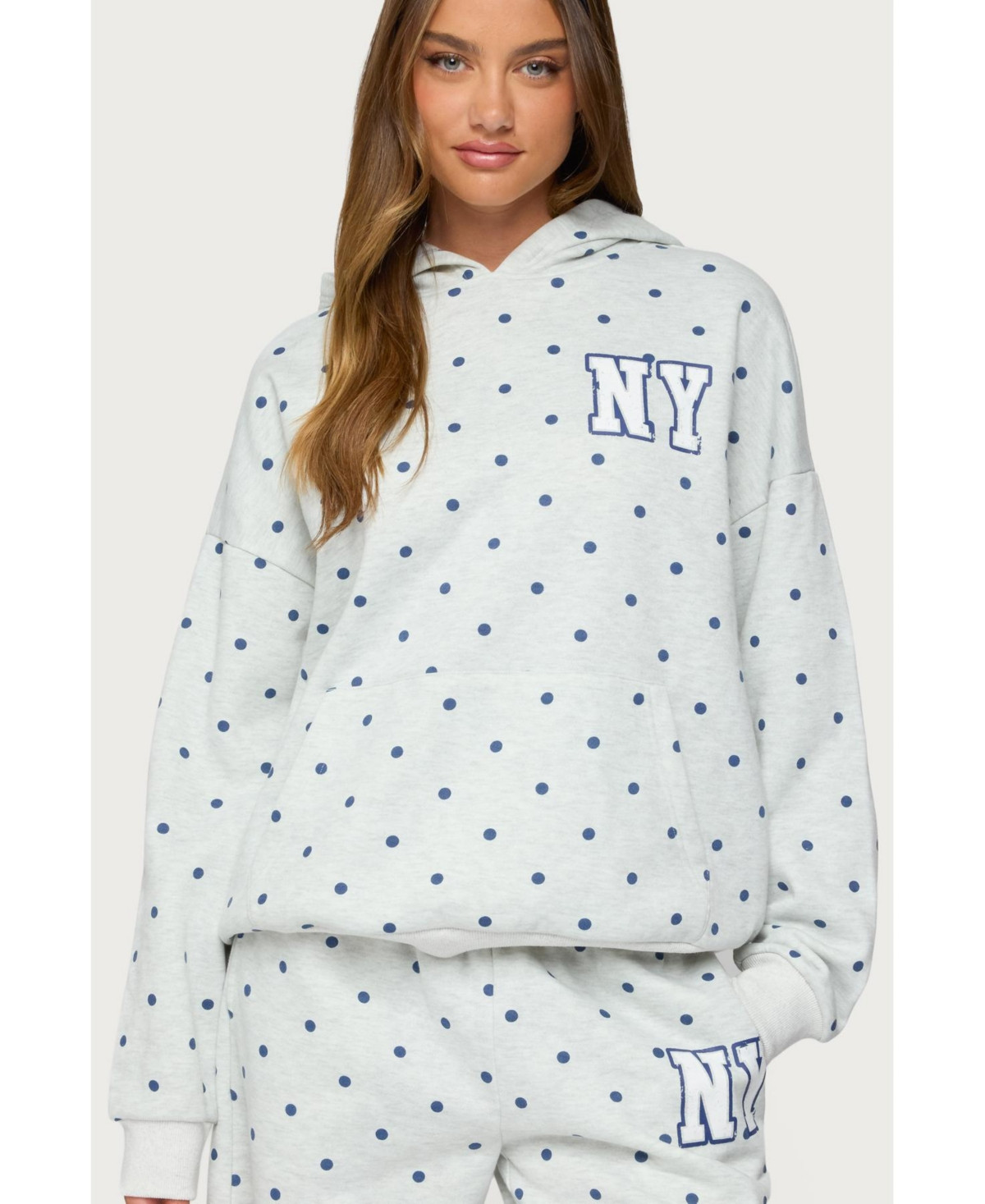 Edikted Women's Ny Babe Polka Dot Hoodie - Gray-melange | Macy's